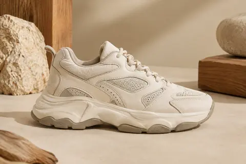 Chaussure de sport homme chunky à tige en cuir enduit et semelle épaisse sculptée