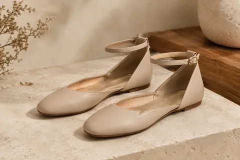 Ballerines Revona à bout rond en simili cuir, avec bride réglable et boucle à la cheville