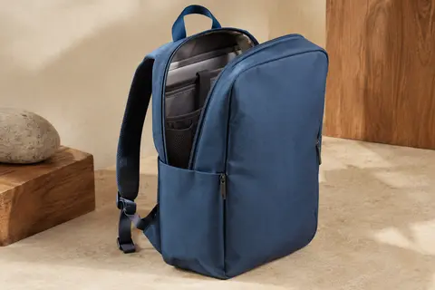 Sac à dos bleu Lenovo B210 en polyester, avec fermeture éclair et compartiment pour ordinateur portable