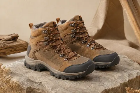 Bottines de randonnée Mountain Warehouse pour femme, avec tige textile et synthétique et semelle à crampons profonds.
