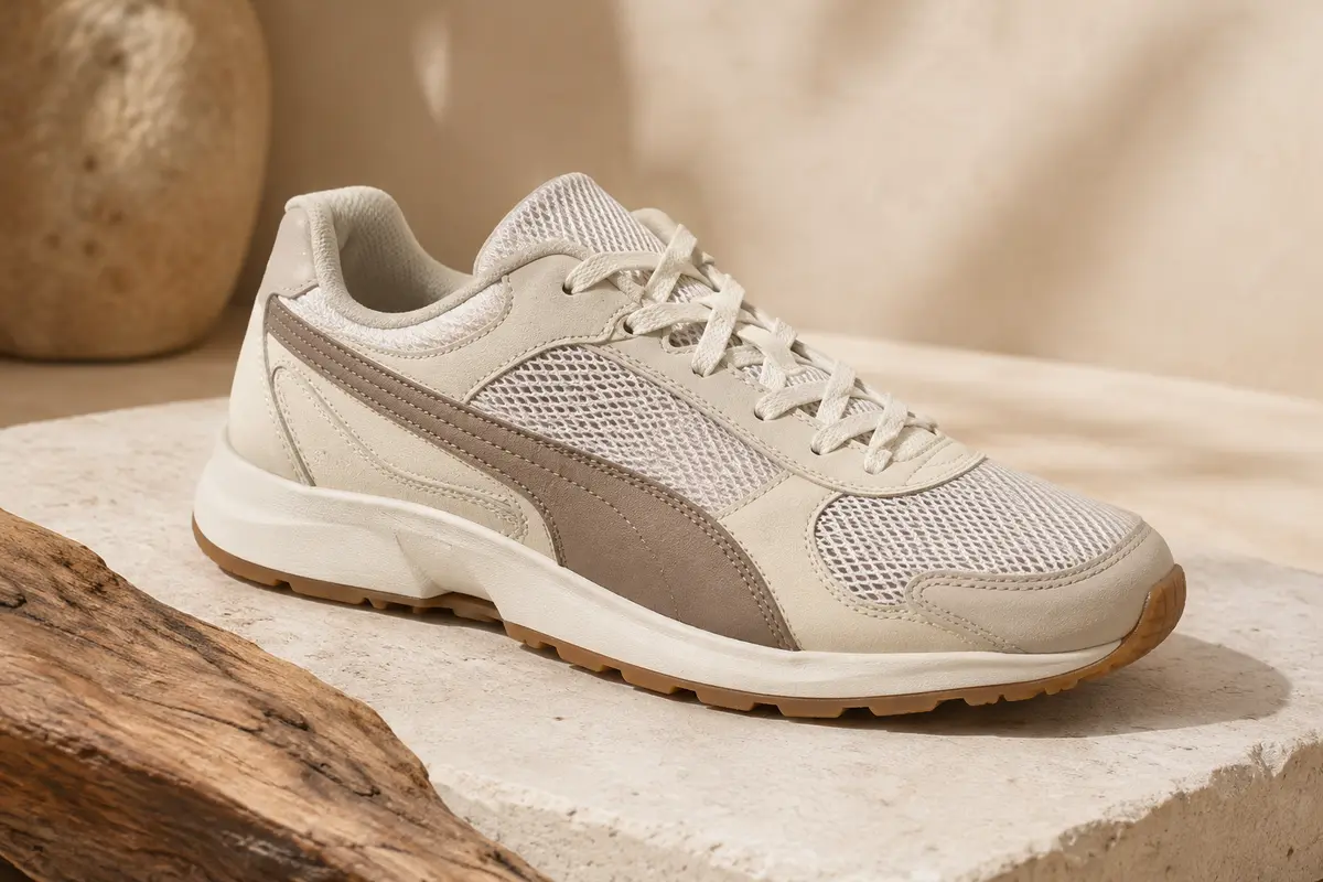 Chaussure de sport Leader VT SL en mesh et matière synthétique, posée sur une surface en pierre claire.