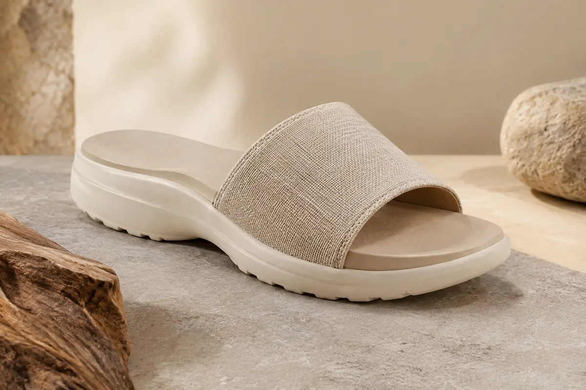Mule PUMA Cool Cat 2.0 à enfiler, posée sur une surface minérale claire dans un décor naturel.