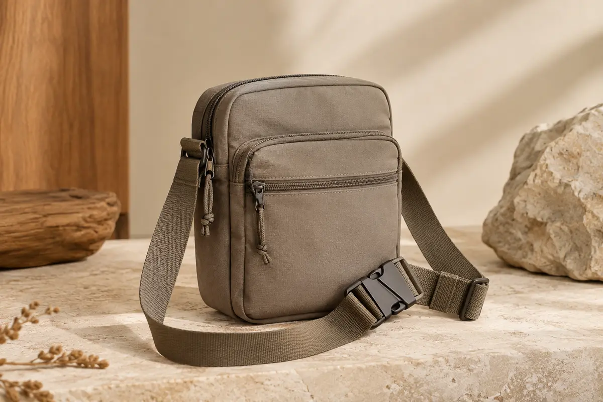 Sacoche bandoulière Simptech compacte à deux poches zippées et boucle à déclenchement rapide