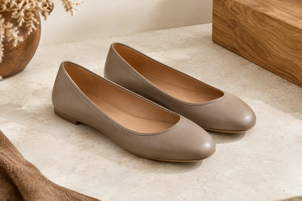 Paire de ballerines Tamaris en cuir à bout rond, avec tige basse et semelle plate
